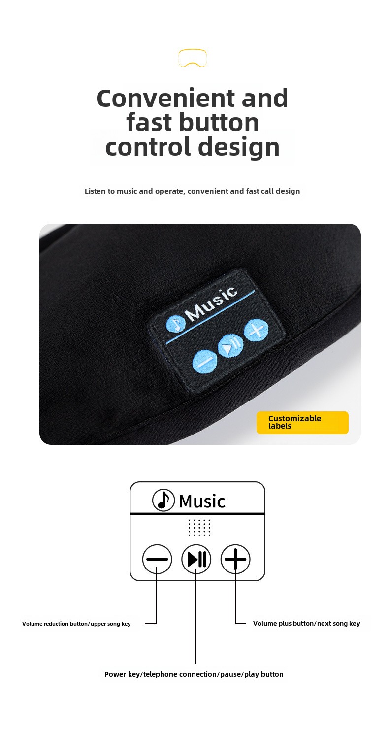 yashoo Bluetooth Wireless  Earphones- 360° Light Blocking Eye Mask , Call Answering, Music Listening, 200mAh Battery, Soft and Washable Material_voghion.com