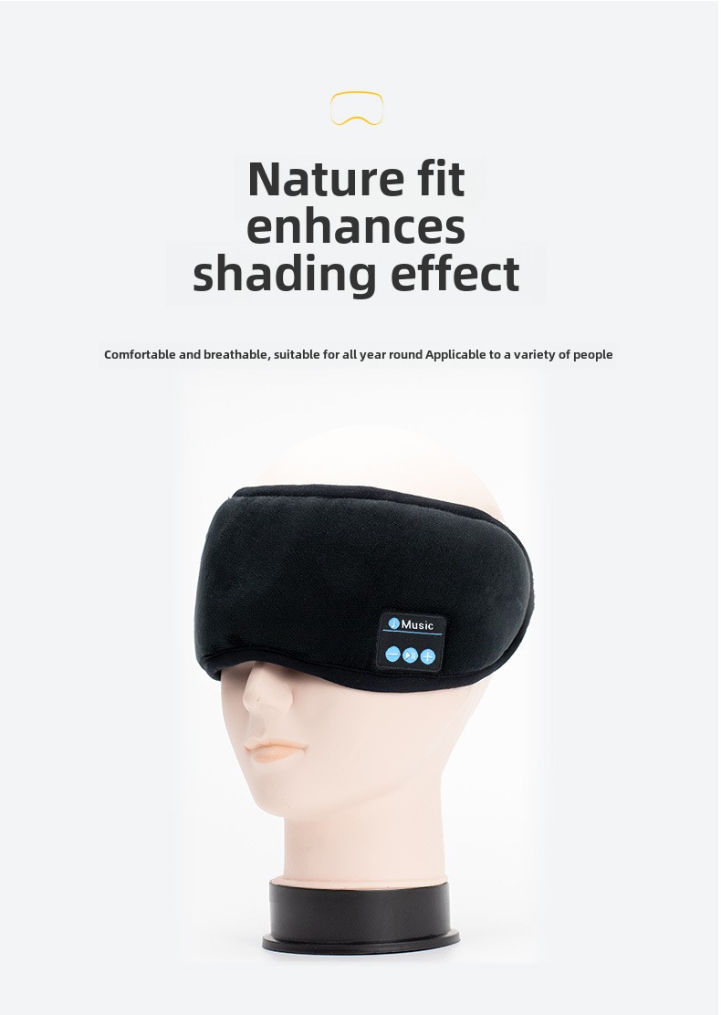 yashoo Bluetooth Wireless  Earphones- 360° Light Blocking Eye Mask , Call Answering, Music Listening, 200mAh Battery, Soft and Washable Material_voghion.com