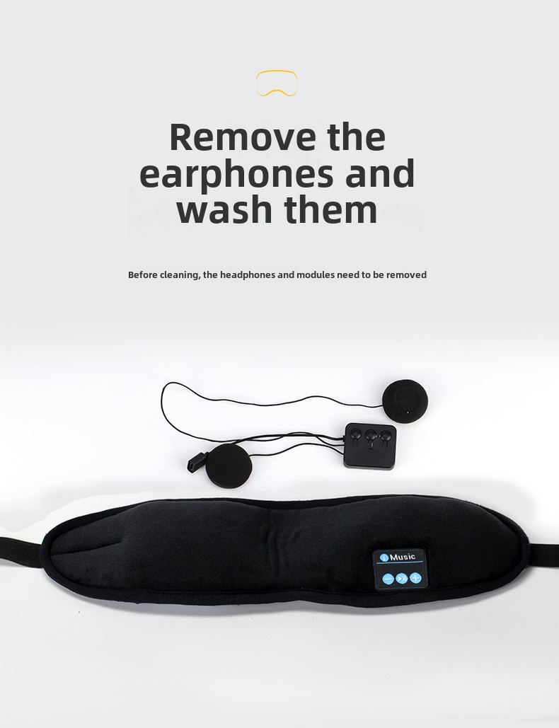 yashoo Bluetooth Wireless  Earphones- 360° Light Blocking Eye Mask , Call Answering, Music Listening, 200mAh Battery, Soft and Washable Material_voghion.com