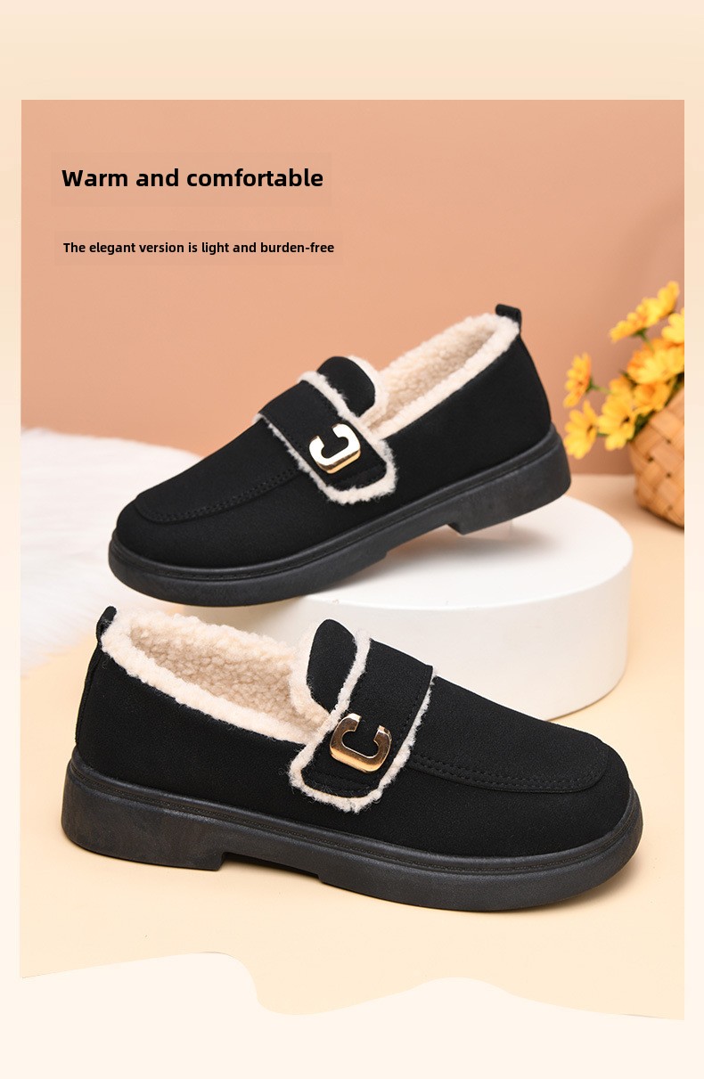 Doudou shoes women's winter models fleece thickened women's casual cotton shoes fashionable and comfortable warm mother shoes_voghion.com