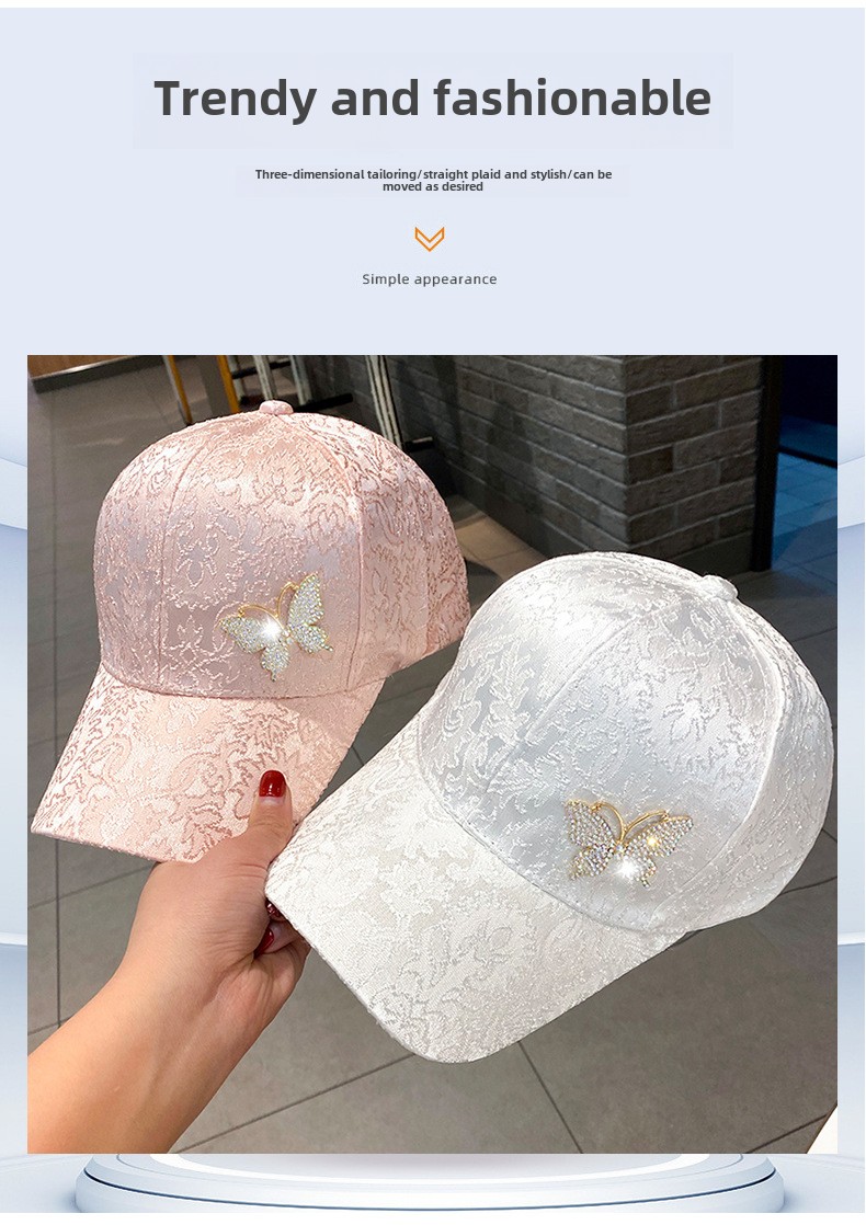 Bestickte bogen baseball kappe weibliche kleine frische gesicht kleine gewaschen kappe außen große krempe_voghion.com