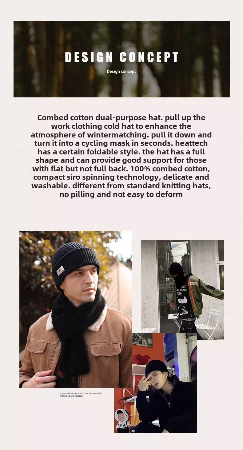 Gorro de invierno para hombre, pasamontañas, gorro de punto de lana, resistente al viento, con capucha fría, protector de orejas, gorro cálido para el frío_voghion.com