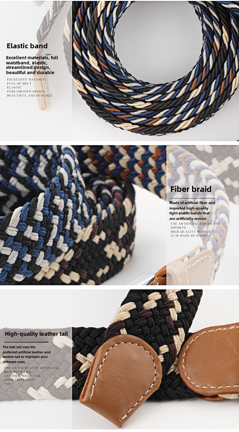 Internet explosion, women's canvas belt, men's elastic belt, casual elastic braided pin buckle belt_voghion.com