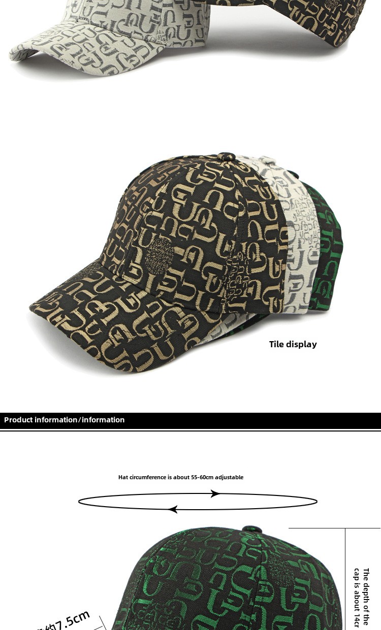 Casual Baseballmütze für Herren, Sonnenschutzvisier für den Außenbereich, Sonnenhut, personalisierte modische Atmosphäre, Schirmmütze, Damenflut_voghion.com