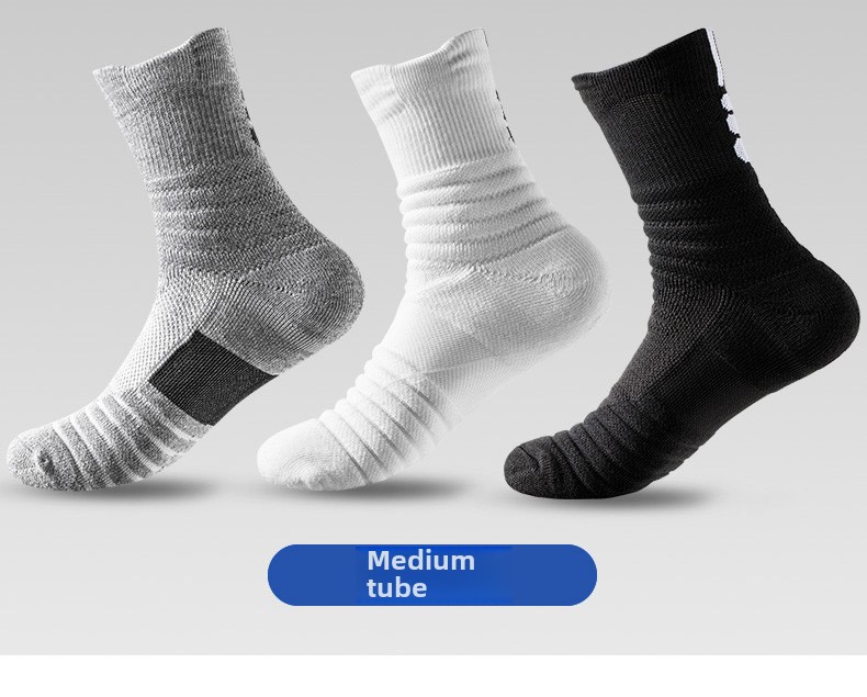 Professional sports socks men's short medium tube autumn and winter towel bottom thickened shock absorption and non-slip running basketball socks_voghion.com