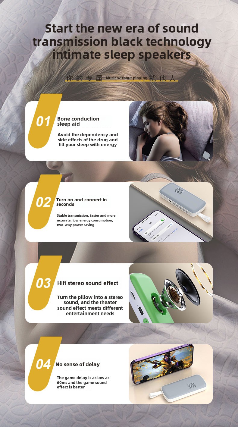 Nutikas uneabiline - kõrvasisese taasesitus, Bluetooth-ühenduvus, valge müra une ajal, stereoheli, TF-kaardi tugi, laadimiskaitse_voghion.com